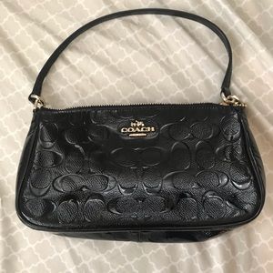 Coach black leather crossbody bag -removable strap
